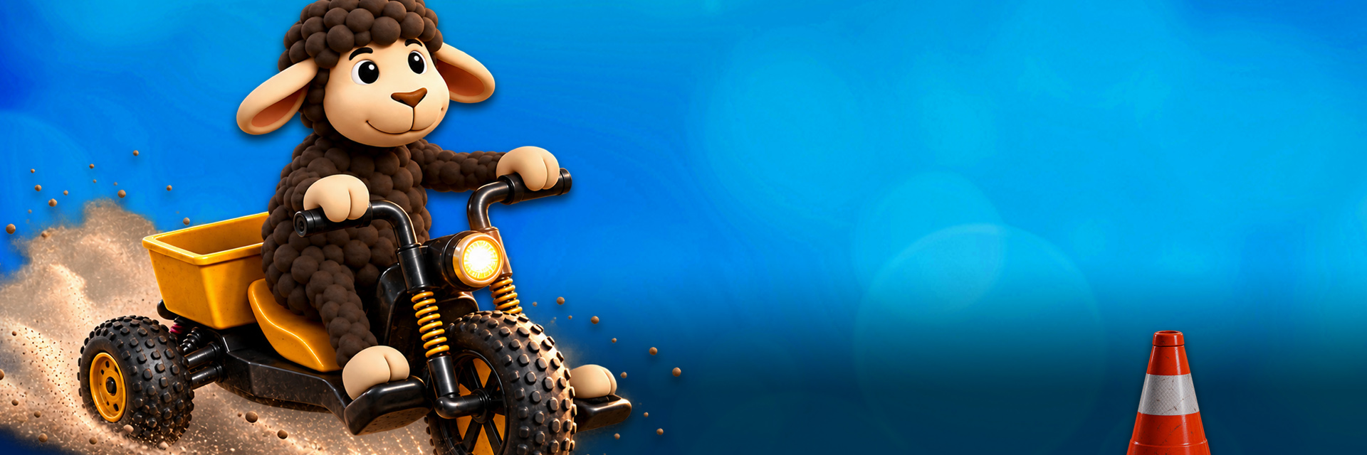 Crazy Lamb racing on an RC trike
